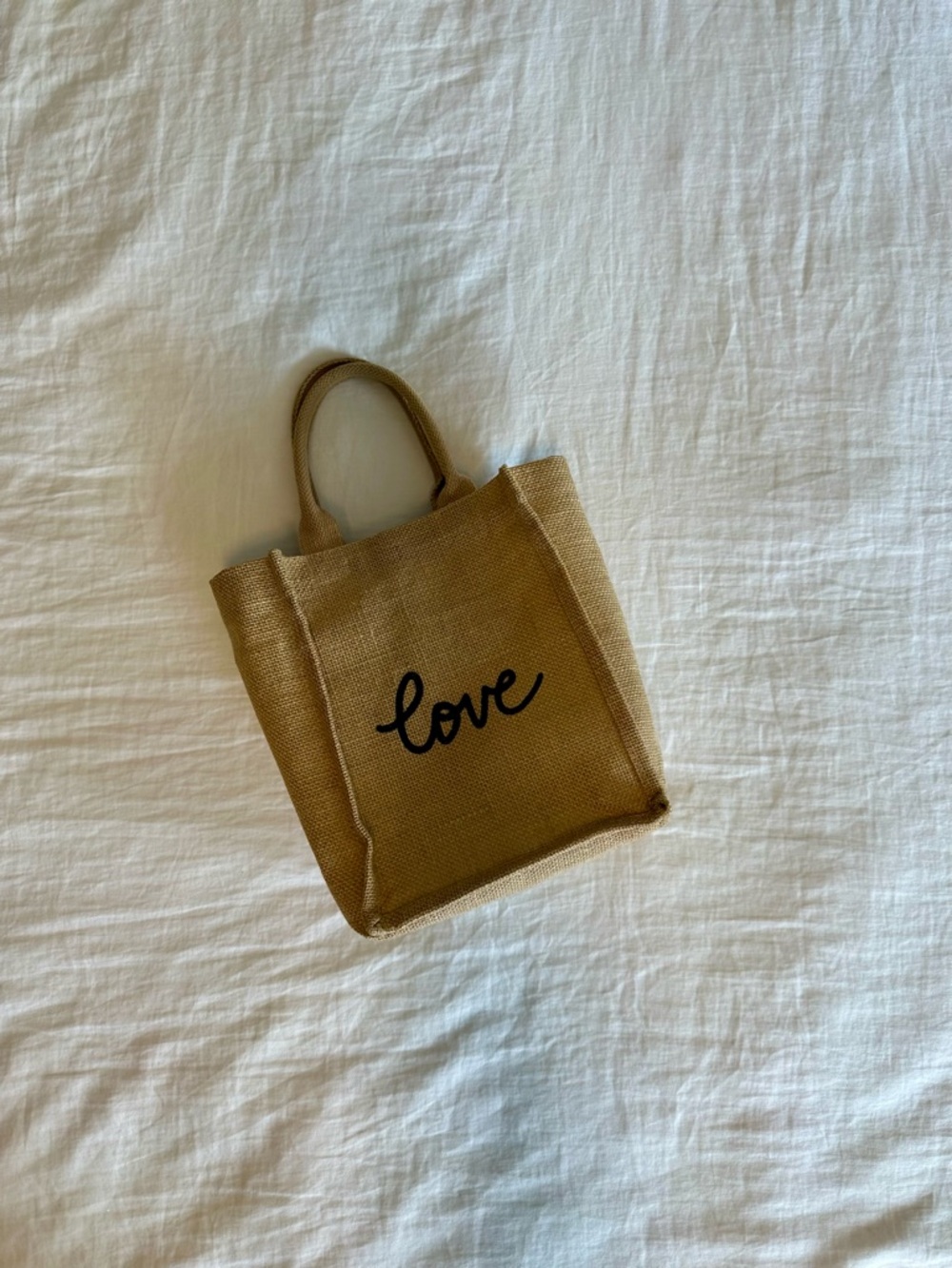 Love Burlap Mini Tote Bag